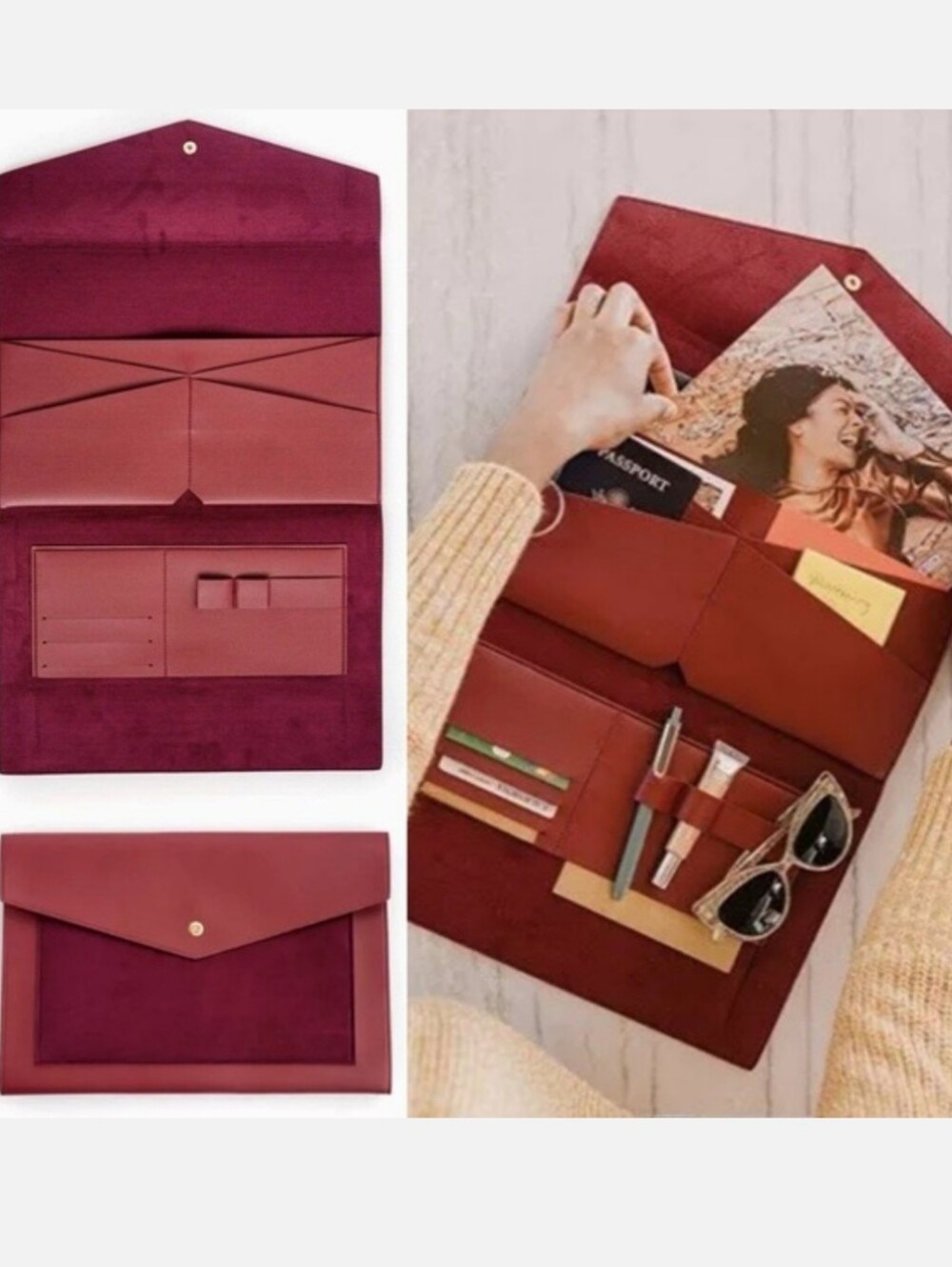 Glass Ladder & Co Burgundy Megan Portfolio Clutch Bag